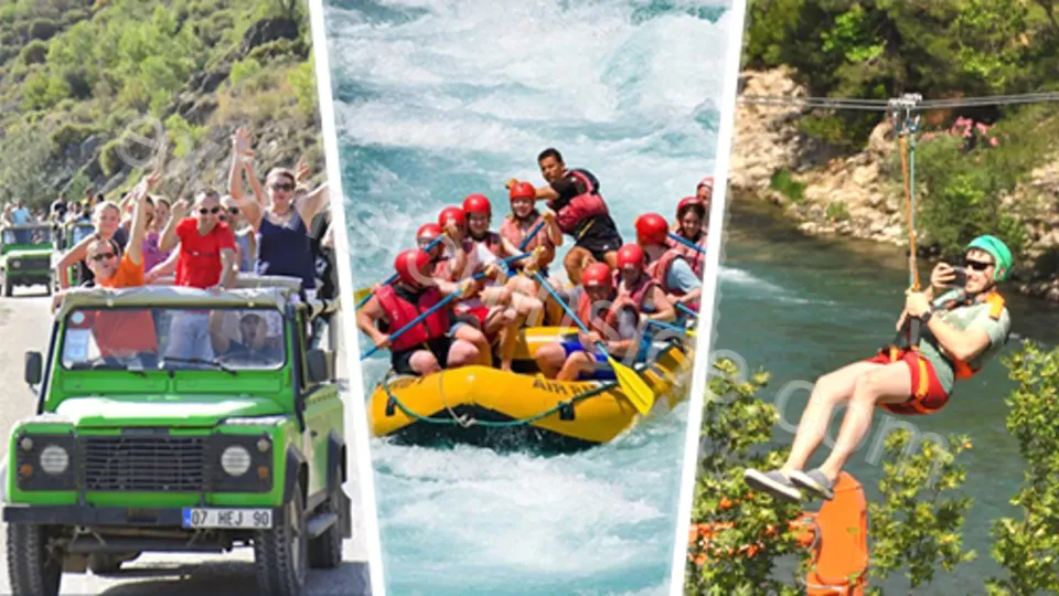 Rafting Zipline and Jeep Safari in Side 3 in 1